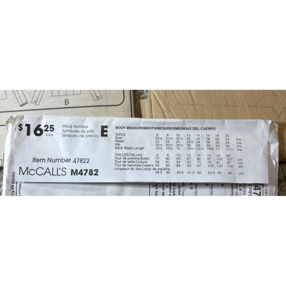 McCalls M4782 Sewing Pattern For Womens Lined Jackets Size EE 14-16-18-20 Uncut - Picture 4 of 5